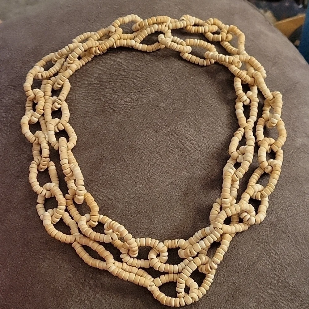 Chunky Horn Bead Oval Link Long Infinity Unisex Festival Necklace